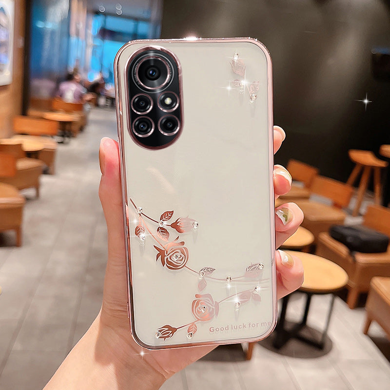 Flower Pattern Back Shell for Huawei nova 8 Pro 5G Rhinestone Decor TPU Electroplating Phone Case Flower Pattern Back Shell for Huawei nova 8 Pro 5G Rhinestone Decor TPU Electroplating Phone Case